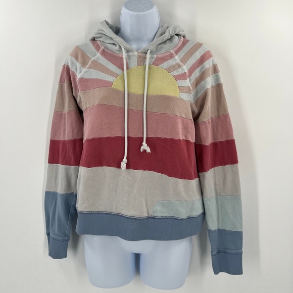 Faherty Tops - Faherty Women Size Small Soleil Organic Cotton Patchwork Hoodie Sweatshirt